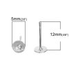 Picture of Brass Ear Post Stud Earrings Cabochon Settings Round Silver Plated (Fit 5mm Dia.) 12mm( 4/8") x 5mm( 2/8"), Post/ Wire Size: (21 gauge), 100 PCs                                                                                                              