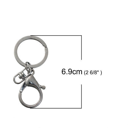 Picture of Iron Based Alloy Keychain & Keyring Circle Ring Gunmetal 6.9cm x 3cm, 3 PCs
