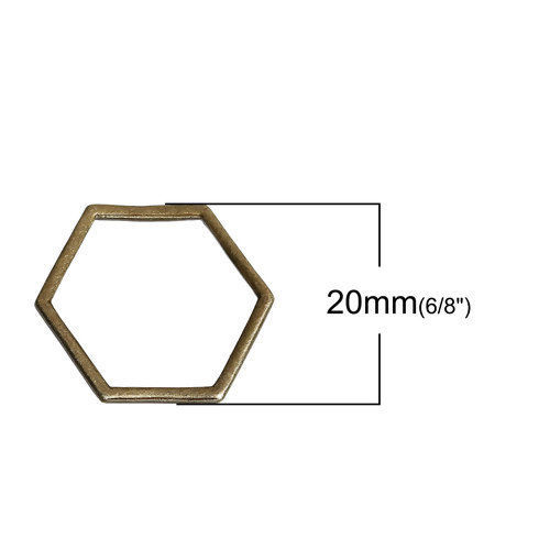 Bild von Zinklegierung Verbinder Bienenwabe Bronzefarbe Hohl 23mm x 20mm 20 Stück