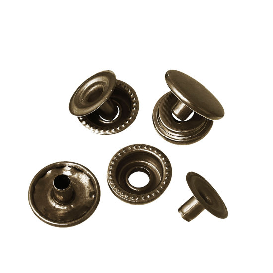 Imagen de 5 Juegos Hierro Metal Botón Snap Fasteners Tono Bronce Ronda 15mm 13mm 13mm 12mm Dia