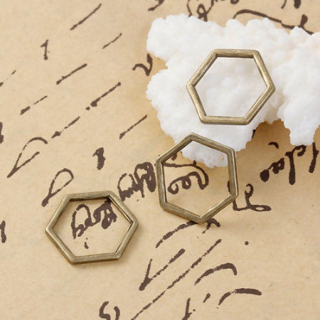 Picture of Zinc Based Alloy Connectors Honeycomb Antique Bronze Hollow 17mm x 15mm, 20 PCs