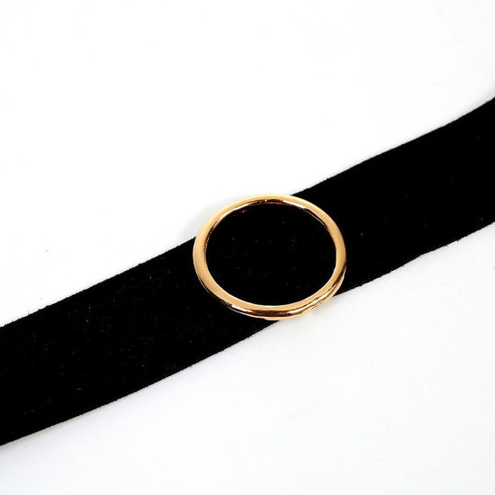 Bild von 1 Strang Velvet Punk Choker Halskette Vergoldet Schwarz Rund Veloursleder 33cm lang