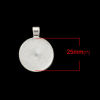 Picture of Zinc Based Alloy Pendants Round Silver Plated Cabochon Settings (Fits 25mm Dia.) 36mm x 28mm, 10 PCs