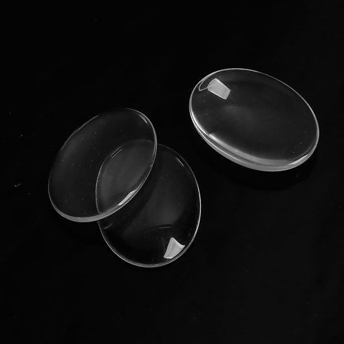 ガラス ドームシール カボション 楕円形 フラット クリア色 透明 40mm x 30mm、 10 個 の画像