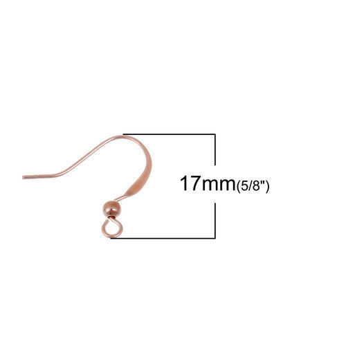 Imagen de Gancho para la oreja Accesorios de pendiente con Círculos Latón Oro Rosa 19mm x 17mm, 50 Unidades
