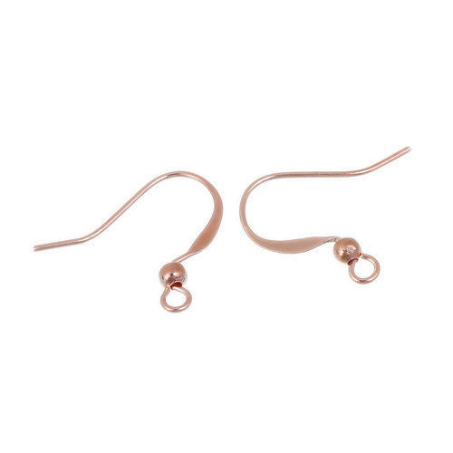 Imagen de Gancho para la oreja Accesorios de pendiente con Círculos Latón Oro Rosa 19mm x 17mm, 50 Unidades