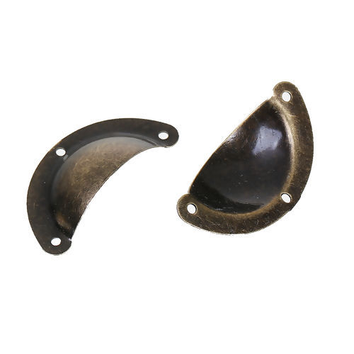 Image de Poignée pour Boîte Tiroir Porte Tirage Meuble en Alliage de Fer Rond Bronze Antique 49mm x 22mm , 10 Pcs