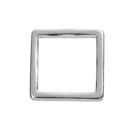 Picture of Zinc Based Alloy Connectors Square Silver Plated Hollow 13mm x 13mm, 30 PCs