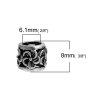 Picture of Zinc Based Alloy European Style Large Hole Charm Beads Cylinder Antique Silver Flower Hollow About 10mm( 3/8") x 8mm( 3/8"), Hole: Approx 6.1mm, 10 PCs