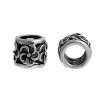 Picture of Zinc Based Alloy European Style Large Hole Charm Beads Cylinder Antique Silver Flower Hollow About 10mm( 3/8") x 8mm( 3/8"), Hole: Approx 6.1mm, 10 PCs