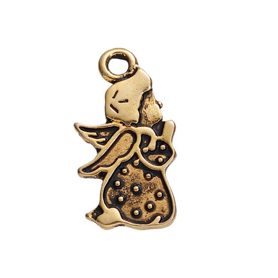 Immagine di Lega di Zinco Charms Angelo di Preghiera Oro Antico 22mm x 12mm , 10 Pz