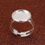 Image de Bague Ajustable en Laiton Rond Argenté (Cabochon Compatible:14mm) 17.5mm (Taille d'US: 7), 5 Pcs