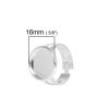 Picture of Brass Adjustable Cabochon Settings Rings Round Silver Plated (Fits 16mm Dia.) 17.5mm( 6/8")(US size 7), 5 PCs                                                                                                                                                 