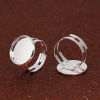 Picture of Brass Adjustable Cabochon Settings Rings Round Silver Plated (Fits 16mm Dia.) 17.5mm( 6/8")(US size 7), 5 PCs                                                                                                                                                 