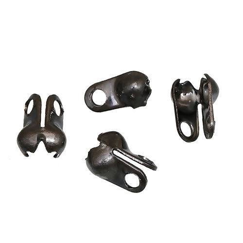 Picture of Iron Based Alloy Beads Tips (Knot Cover) Clamshell Gunmetal (Fits 2.4mm Ball Chain) 6mm x 4mm, 200 PCs