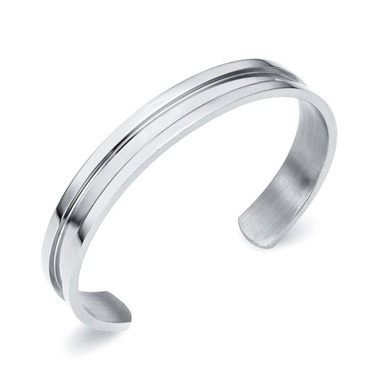Imagen de Titanio Acero Pulsera Lazo del Pelo Tono de Plata 15.5cm longitud, 1 Unidad