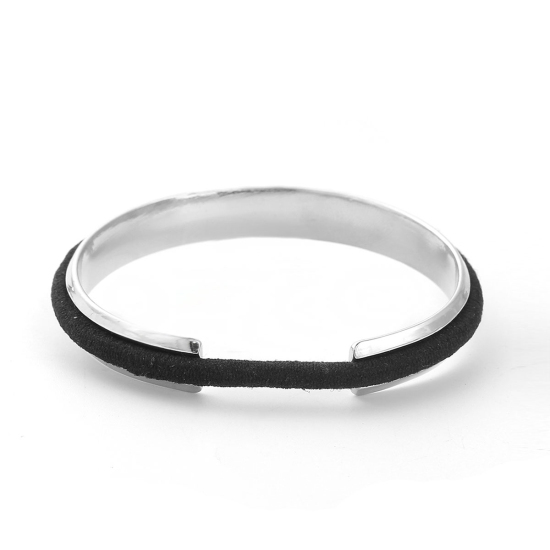Imagen de Titanio Acero Pulsera Lazo del Pelo Tono de Plata 15.5cm longitud, 1 Unidad