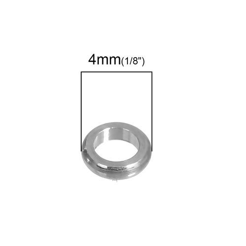 Immagine di Acciaio Inossidabile Separatori Perline Tondo Tono Argento Circa 4mm Dia, Foro:Circa 2mm, 50 Pz