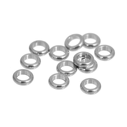 Immagine di Acciaio Inossidabile Separatori Perline Tondo Tono Argento Circa 4mm Dia, Foro:Circa 2mm, 50 Pz