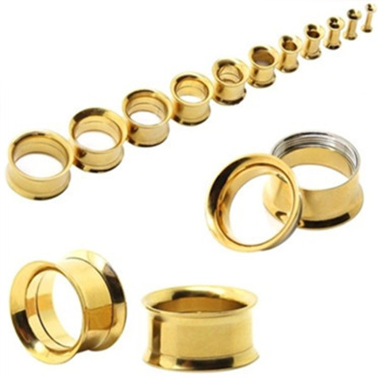 Image de Extenseur d'Oreille en Acier Inoxydable Doré Bobines 20mm x 10mm , 1 Pièce