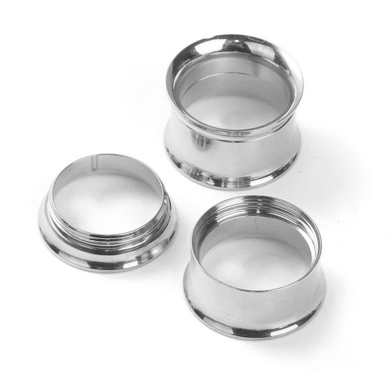 Immagine di Acciaio Inossidabile Espansore per barella auricolare Tono Argento Bobina 22mm x 10mm, 1 Pz