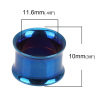 Picture of Stainless Steel Ear Stretcher Expander Blue Cylinder 16mm x 10mm, 1 Piece
