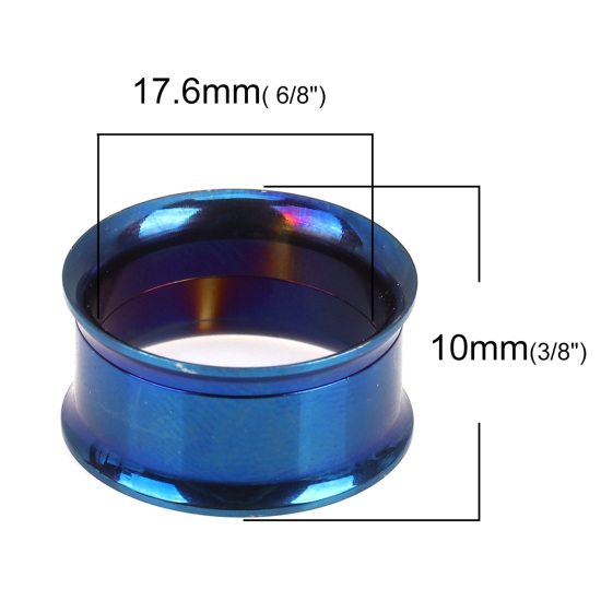 ステンレス鋼 イヤーストレッチャーエキスパンダー 青 円筒形 22mm x 10mm、 1 個 の画像