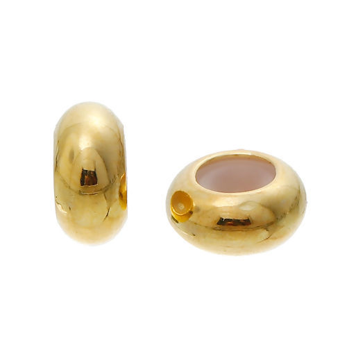 Picture of Brass Slider Beads Round Gold Plated About 8mm( 3/8") Dia, Hole: Approx 2mm( 1/8"), 5 PCs