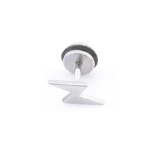 Immagine di Acciaio Inossidabile Orecchini a Perno Tono Argento Lampo 11mm x 6mm, Posta / Filo Dimensione: (17 misura), 1 Pz