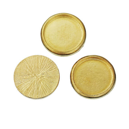 Picture of Zinc Based Alloy Cabochon Frame Settings Round Gold Plated Cabochon Settings (Fits 12mm Dia.) 14mm( 4/8