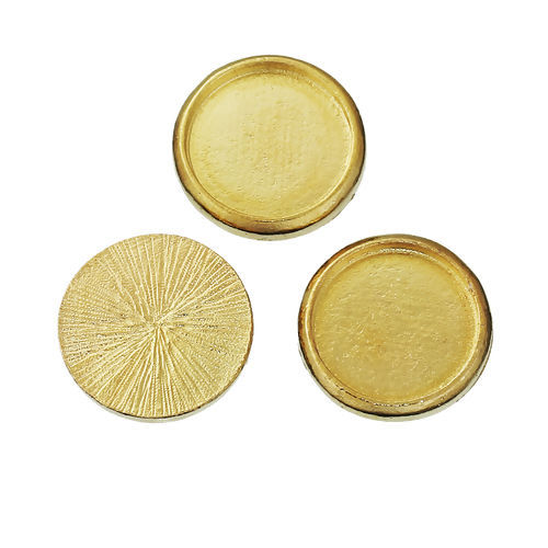Picture of Zinc Based Alloy Cabochon Frame Settings Round Gold Plated Cabochon Settings (Fits 12mm Dia.) 14mm( 4/8") Dia., 10 PCs