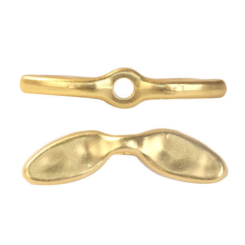 Picture of Zinc Based Alloy Hammered Spacer Beads Dragonfly Animal Matt Gold Wing 29mm x 8mm, Hole: Approx 2.6mm, 3 PCs