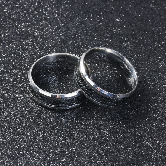 Bild von Titan Edelstahl Uneinstellbar Ring Silbrig Rund Drache 21.4mm（US Größe:12), 1 Stück