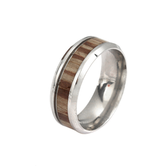 Picture of Stainless Steel Unadjustable Rings Silver Tone Natural 19.8mm(US Size 10), 1 Piece