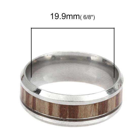 Picture of Stainless Steel Unadjustable Rings Silver Tone Natural 19.8mm(US Size 10), 1 Piece