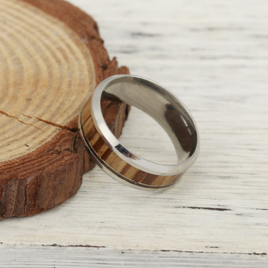 Picture of Stainless Steel Unadjustable Rings Silver Tone Natural 19.8mm(US Size 10), 1 Piece