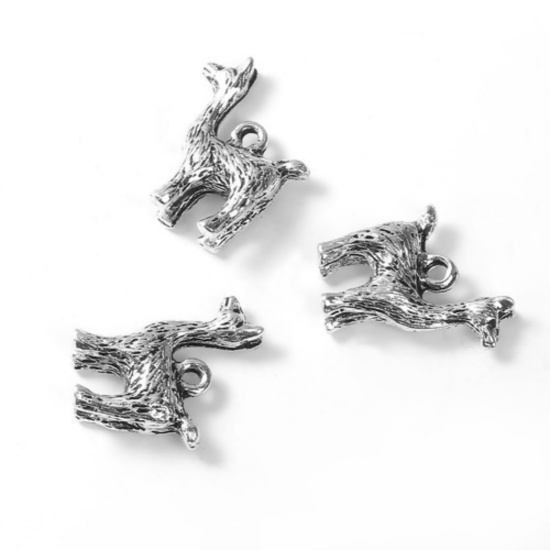 Picture of Zinc Based Alloy 3D Charms Antique Silver Color Alpaca 18mm( 6/8") x 15mm( 5/8"), 10 PCs