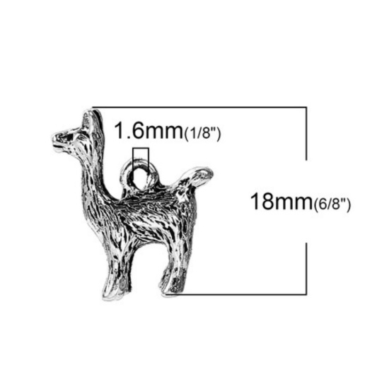 Picture of Zinc Based Alloy 3D Charms Antique Silver Color Alpaca 18mm( 6/8") x 15mm( 5/8"), 10 PCs