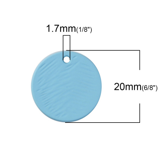 Picture of Zinc Based Alloy Charms Geometric Round Disc Blue 20mm( 6/8") Dia, 5 PCs
