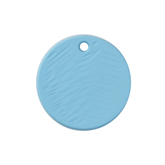 Picture of Zinc Based Alloy Charms Geometric Round Disc Blue 20mm( 6/8") Dia, 5 PCs