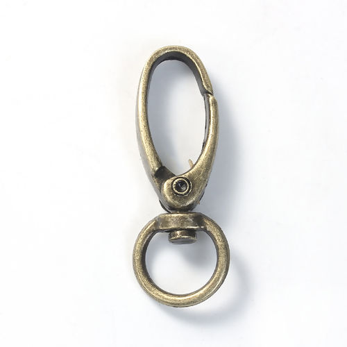 Image de Porte-Clés en Alliage de Zinc Ovale Bronze Antique 44mm x 17mm, 5 Pcs