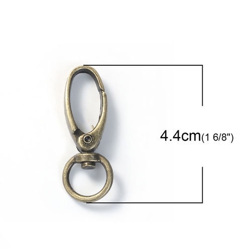 Bild von Zinklegierung Schlüsselkette & Schlüsselring Oval Bronzefarbe 44mm x 17mm, 5 Stück
