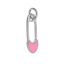 Bild von Zinklegierung Sicherheitsnadel Charms Herz Silberfarbe Emaille 23mm x 6mm, 5 Stück