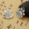 Picture of Zinc Based Alloy Pet Memorial Charms Dog's Paw Antique Silver Color Message 23mm( 7/8") x 19mm( 6/8"), 5 PCs
