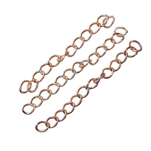Bild von Eisenlegierung Verlängerungskette Extender Für Halskette oder Armband Rosegold 5cm lang, 5mm x 4mm, 100 Strange