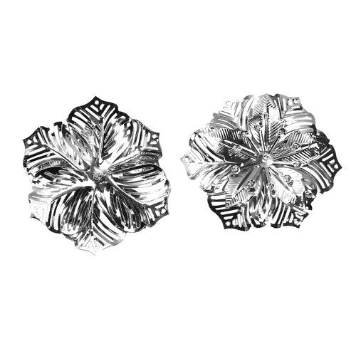 Picture of Iron Based Alloy Embellishments Flower Silver Tone Filigree Carved (Fits ss12 Rhinestone) 55mm(2 1/8") x 48mm(1 7/8"), 10 PCs
