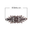 Bild von Eisenlegierung Embellishments Cabochons Blätter Rotkupferfarbe Filigran Muster, 85mm x 34mm, 30 Stück
