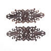 Bild von Eisenlegierung Embellishments Cabochons Blätter Rotkupferfarbe Filigran Muster, 85mm x 34mm, 30 Stück