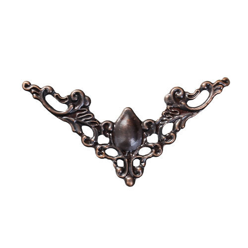 Picture of Iron Based Alloy Embellishments Triangle Antique Copper Filigree Carved 41mm(1 5/8") x 41mm(1 5/8"), 20 PCs