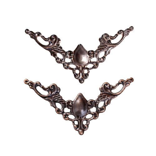 Picture of Iron Based Alloy Embellishments Triangle Antique Copper Filigree Carved 41mm(1 5/8") x 41mm(1 5/8"), 20 PCs